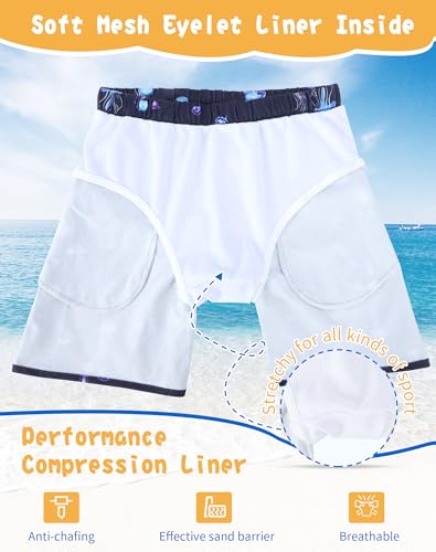 Image of UPTRIS Girls Swim Shorts Beach Swimsuit with Mesh Liner Toddler Baby Girls Swimming Trunks with Pockets 2-4 Years