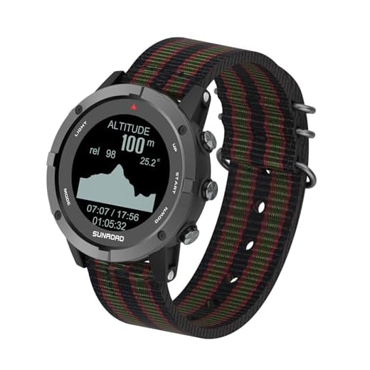 Orologio sportivo GPS impermeabile, ricaricabile, con bussola, previsioni meteo, barometro di altitudine, per pesca, corsa, arrampicata, nuoto, sport all'aria aperta, cinturino in nylon a righe