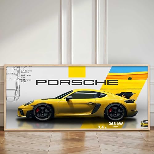 Image of kotart Big Porsche Car Framed Posters Gift Items for Boys Room Wall Decoration Bedroom Living Room Office Studio Decor | Car Poster Frame for Wall Decor Set Of 1 Size (10 x 19 inch)