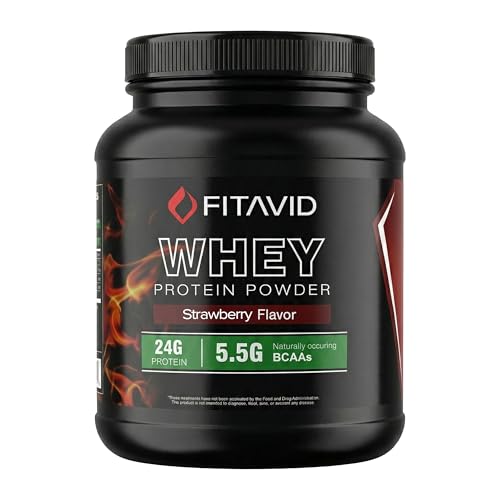 Image of Whey Protein Powder - 24g Protein, 5.5g BCAAs, Whey Isolate Blend, Low Sugar Protein Powder for Muscle Recovery & Lean Muscle, Post Workout Protein, 2 lb, 30 Servings (Strawberry)
