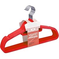Red Velvet Coat Hangers 20-Pack Strong & Space-Saving Clothes Hangers for Adults | Non-Slip Coat with Tie Bar & 360° Swivel Hook | No Hanger Marks | Ideal for Suits, Coats (44x23cm)