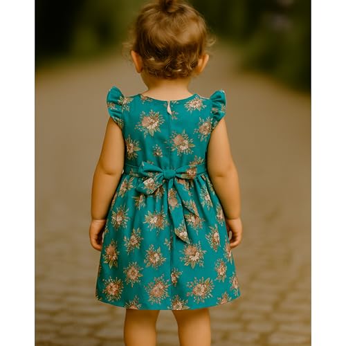 Image of TotzTouch Baby Girls Gathered Floral Printed Dress