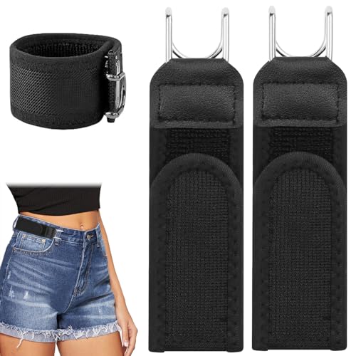 Mzzdk 2 Piezas Cinturón Sin Hebilla Kit, Cinturón Elástico Táctico con Gancho Metálico, Cinturón de Cintura Invisible para Hombres y Mujeres, para Ocio, Ocupación