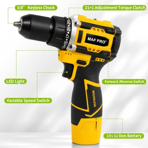 Image of MAF PRO 18V Small Drilling Machine for Home Use | Cordless Drill Machine | Wireless Drilling Machine | Drill Machine Battery Powered | Drill Machine Cordless