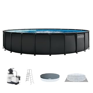 INTEX Ultra XTR 24 ft x 52 in Above Ground Pool Set, Round Swimming Pool with Steel Frame, 2100 GPH Sand Filter Pump, Ladder, Cover, & Ground Cloth