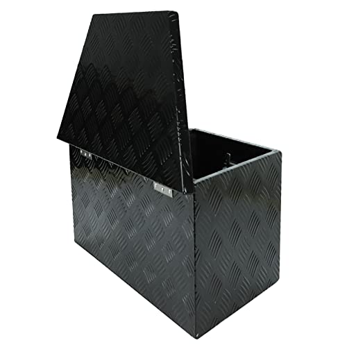 Bchsadvb 26"X13.25"X12" Black Aluminum Pickup Truck Bed Trunk Storage Trailer Tongue Tool Box With Lock And Key 5 Bar Tread #TOP3