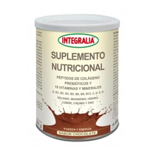 Suplemento Nutricional | Péptidos de Colágeno, Prebióticos y 18 Vitaminas y Minerales | Sabor Chocolate | 300 gramos