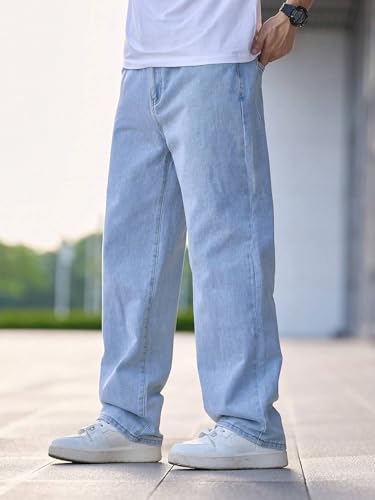 Image of dockstreet Men Baggy Denim Jeans in Pure 100% Cotton Denim || Stretchable (Jet Black) and Stretchable (Colored) Jeans || Unisex Designs||Jeans||