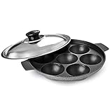 G & D Non Stick Appam Pan Appam Maker 7 Pits Appam Maker Appam Pan Patra Non Stick Appam with Stainless Steel Lid