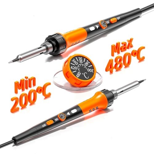 Image of ZELBO Premium 12 in 1 Soldering Iron Kit, 60W Soldering Gun with Ceramic Heater, Portable Electric Soldering iron Adjustable Temperature 200-450℃, Includes Soldering Iron Tip, Wire