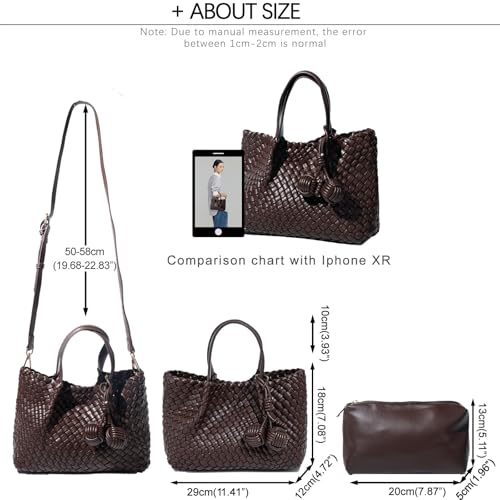 Image of Woven Tote Bag for Women, Hobo Bag for Work, Large Beach Travel Handbags and Purses, Retro Shoulder Bag, Shopping Bag