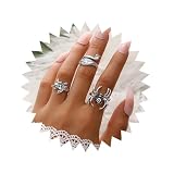 Xduargs Punk Peacock Finger Rings Vintage Spider Wrap Open Rings Silver Fairy Open Knuckle Ring Halloween Adjustable Stacking Rings Jewelry for Women