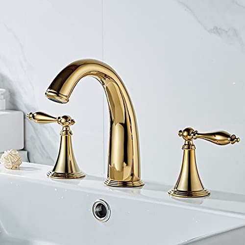 Robinet de bassin répandu double poignées mitigeur eau chaude froide 3 trous
