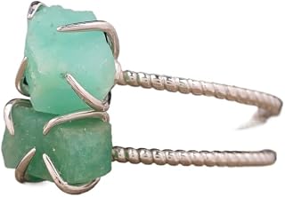 絶妙なラブラドライトストーンクローフィンガーリング - 女性への調節可能なジュエリーギフト (Color : Adventurine Silver, Size : 17)