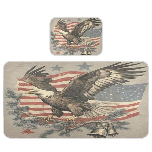 Takiito Patriotic American Flag Baby Cooling Mattress Pad, Soft & Breathable Cooling Mat Keep Baby Cool in Summer 28x52 in, Nursery Essential