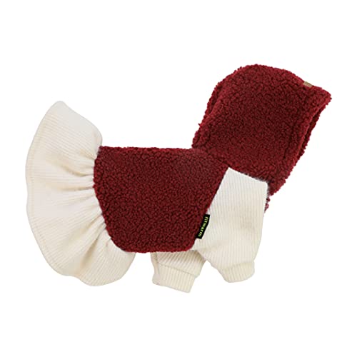 Fitwarm Fuzzy Sherpa Dog Winter Clothes Dog Hoodie Dresses Thermal Skirt Girl Doggie Dress Thick Jacket Puppy Outfits Coat Cat Sweatshirt Apparel Burgundy Red Large #TOP2