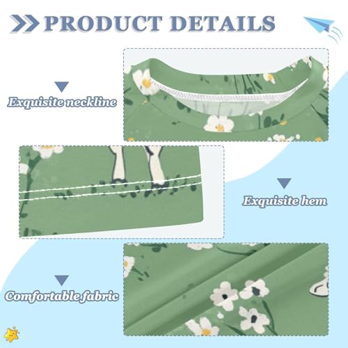 Boys Short Sleeve T-Shirts Cow Flower Farm Cartoon Rashguard Kids Swim Shirts Sun UPF 50+3