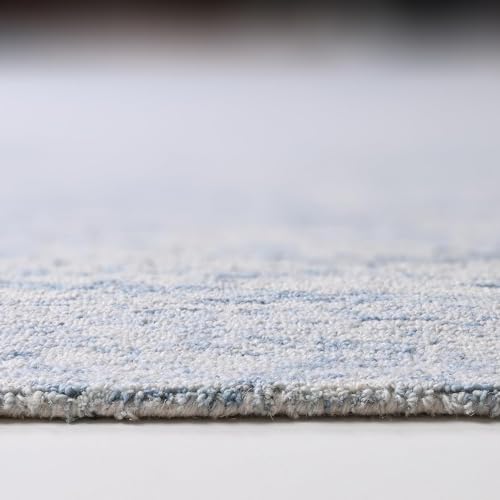 Image of Abstract Collection Handmade Area Rug - 100% Wool Pile, Contemporary Modern Textured Carpet for Living Room, Bedroom, or Office | Cotton Backing, Thick & Plush (Ocean Blue, 8' x 10')
