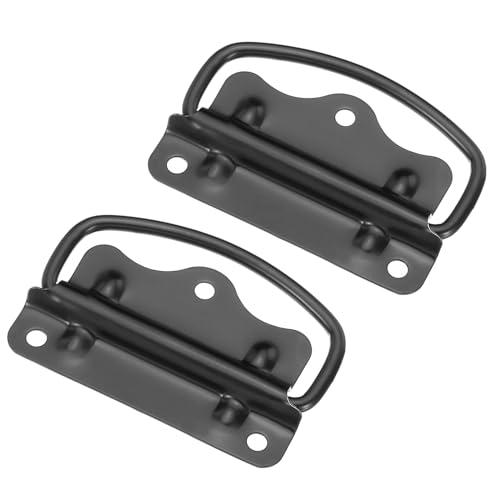 QUARKZMAN Pecho Manijas, 2uds - Inoxidable Acero Manijas Tirador, Plegables Manijas para Madera Caja Herramienta Caja Joyas Caja Industrial Caja Corte Tabla Baúl (Negro)
