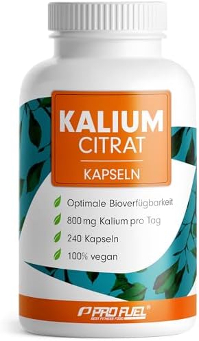 Kalium Kapseln 240x - optimal hochdosiert: 2240 mg Kaliumcitrat pro Tag, davon 800 mg elementares Kalium (Potassium) - hohe Bioverfügbarkeit - laborgeprüft mit Zertifikat - Vorrat