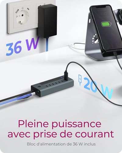 Hub USB 3.2 Gen 2 Type-C distribuidor de 4 puertos para discos SSD externos 6