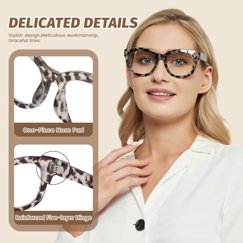 Image of JiSoo Oversized Reading Glasses for Women Men, Stylish Designer Readers Women with Large Frame