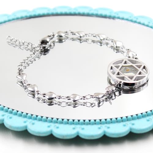 Image of Uloveido Stainless Steel Heart Chain Link Bracelet - Religious Inspirational Mustard Seed Charm Bracelet for Women Lady Y4431