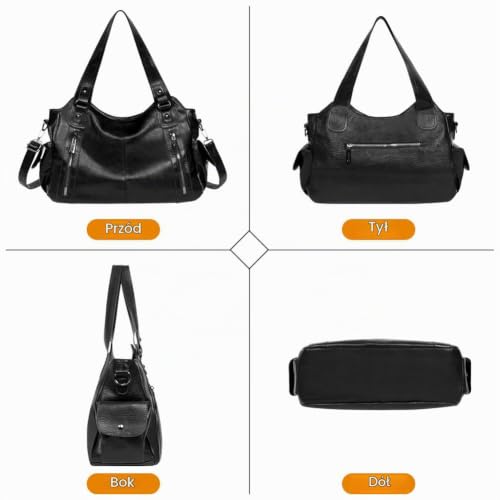 Skórzane torebki dla kobiet, z wieloma kieszeniami, listonoszka, torba crossbody i na ramię, torba hobo z regulowanym pa