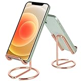 ROPOSY 2 Pack Cell Phone Stand for Desk, Cute Metal Rose Gold Cell Phone Stand Holder Desk Accessories, Compatible with All Mobile Phones, iPhone, Switch, iPad