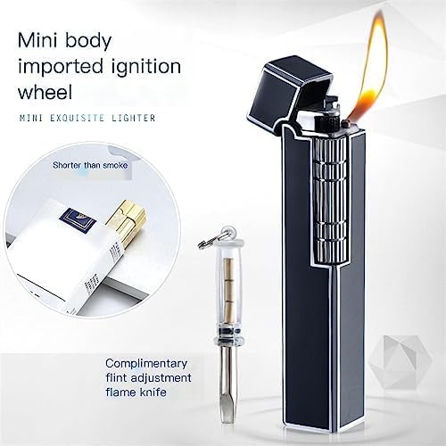 Accendino Da Donna A Striscia Lunga + Scatola, Accendino A Gas Butano In Metallo Con Coperchio Ribaltabile, Accendino Con Ruota Laterale, Miglior Regalo Per Uomini E Donne,Oro,Picturesque234