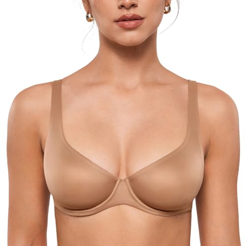 Image of INLYRIC Women's Mesh Balconette Bra Unlined | Ultra-soft, Unlined, Underwire, Light Support, No Padding, Semi-sheer, Demi, Seamless Look, Sexy, Supportive Comfortable