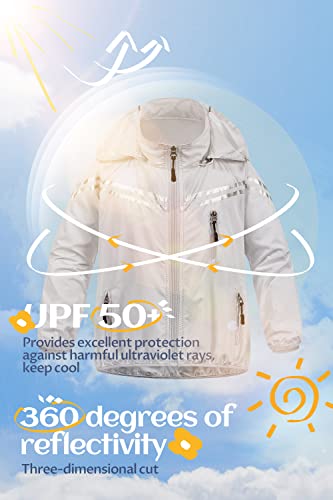Image of CREATMO US Boys Girls Rain Coat Kids Reflective Cycling Jacket Waterproof Packable Children Windbreaker With Removable Hood