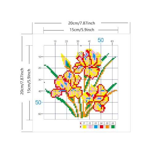 Image of Zhenqing Stamped Cross Stitch Kit,Floral Cross Stitch Designs,11count 7.87 * 7.87in,Counted Cross Stitch Kit,Simple and Easy to Embroider,Suitable for Beginners, Entry-Level kit-Iris (66252)