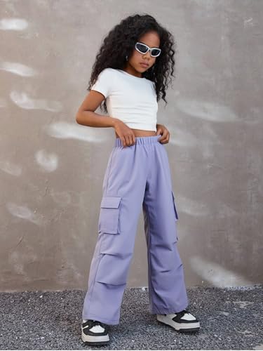 Image of Azmxynol Tween Girls Clothes 2 Piece Outfit T-Shirt Top + Cargo Pants, Teen Girl Trendy Clothing Set, Sizes 7-15 Years