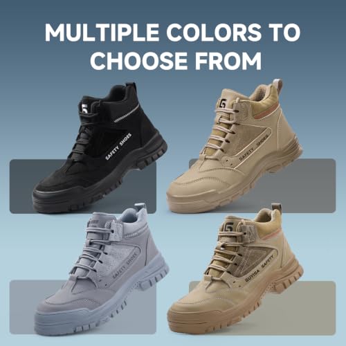 Image of Steel Toe Work Boots for Men Puncture Resistant Safety Boots | ASTM,High-Top,Industrial,Comfortable,Lace-Up,Construction,Warehouse, Factory,Workshop