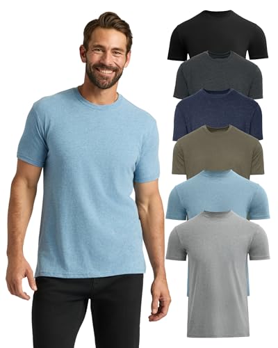 True Classic Mens T-Shirts – Short Sleeve Crew Neck T Shirts for Man, Cotton Blend Plain Novelty Men's T-Shirts, Pack of 6, Variety, M