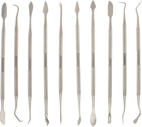 Set di 12 strumenti per intagliare la cera, in acciaio inox, a doppia estremità, per cera dentale, argilla, gioielli, scolpire e modellare