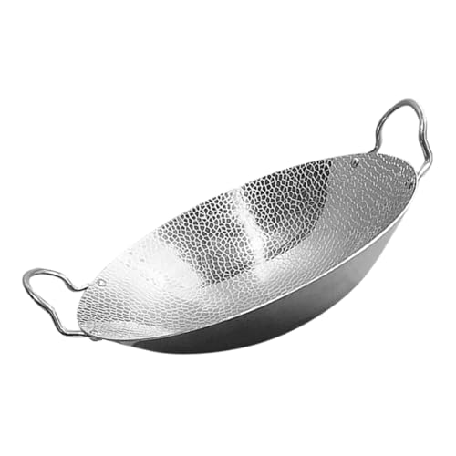 Healifty Olla Inoxidable con Doble Asa Sartén Seco Resistente para Cocina para Barbacoas y Reuniones Familiares Fácil de Limpiar