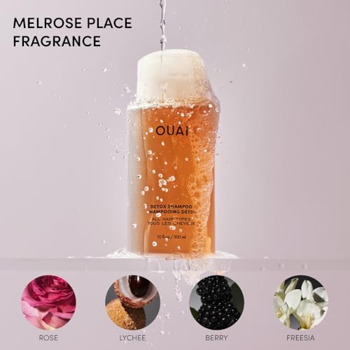 Image of OUAI Detox Shampoo Travel Size - Clarifying Shampoo for Build Up, Dirt, Oil, Product and Hard Water - Apple Cider Vinegar & Keratin for Clean, Refreshed Hair - Sulfate-Free Hair Care (3 oz)