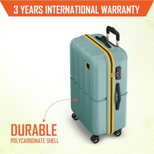 Image of Safari Genius Theo 8 Wheels Set of 3 (Cabin + Medium + Large) Trolley Bags, Hard Case Polycarbonate, 360 Degree Wheeling Luggage, Suitcase for Travel, Trolley Bags for Travel, Sage Green