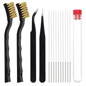 3D Drucker Düsenreinigungsnadeln Reinigungsset, 15 Stück 3D Drucker Düsen-Reinigungsset 3D Druck Zubehör mit 0,4mm Reinigungsnadeln, Drahtbürste aus Messing und Pinzette