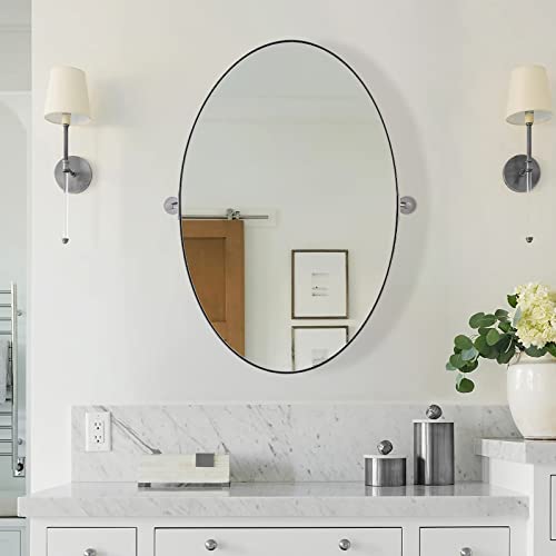 Andy Star Chrome Bathroom Mirror, Pivot Mirror Oval Bathroom Mirror, 22X34’’ Chrome Oval Mirror, Tilting Bathroom Pivoting Mirror For Wall Mounted(Overall 26.33" X 34") #TOP24