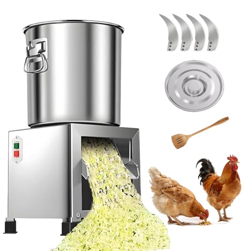 Picadora de verduras comercial y molinillo de alimentación para animales, potencia eléctrica de 1800 W con cuchillas de repuesto y protector contra salpicaduras para cocinar en casa y uso en granja
