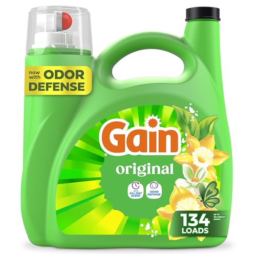 Gain Liquid Laundry Detergent, Original Scent, 177 fl oz, Freshness + Odor Fighting, Laundry Detergent Liquid Soap, HE compatible, 134 loads (Packaging May Vary)