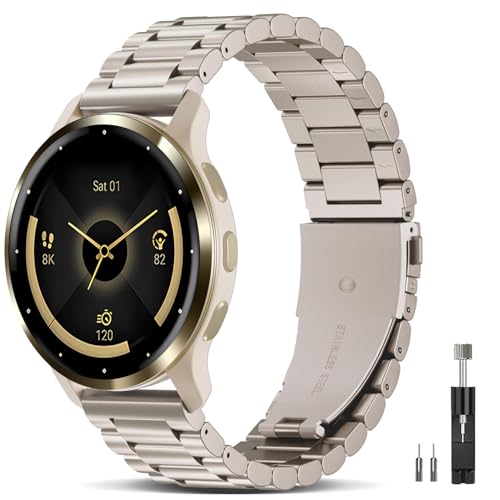 Wizvv 18mm Metall Armbänder Kompatibel mit Garmin Venu 3S/2S Armband Edelstahl Metall Uhrenarmband für Vivoactive 4S/Forerunner 265S