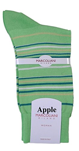 Marcoliani Women's Portofino Stripe Italian Ankle/Trouser Cotton Socks - 1 Pair Apple