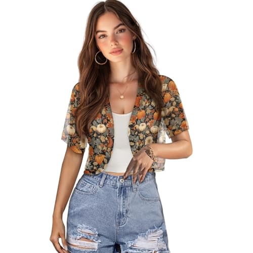 Image of Womens Short Sleeve Bolero Shrug Open Front Knit Cropped Cardigan Shoulder Cover for Dress Cute Casual Knit Cover Up