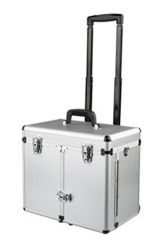 Valise coiffure aluminium avec trolley mallette maquillage rangement esthétique mobile - 5