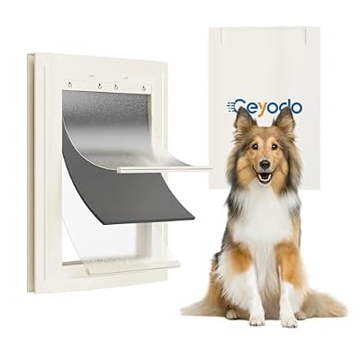 3-Flap Dog Door, Pet Door for Dogs, Pet Door for Wall, ABS Frame and Telescoping Tunnel, Safty Lock, Double Flap Dog Door and Cat Door, Strong and Durable, Large Size
