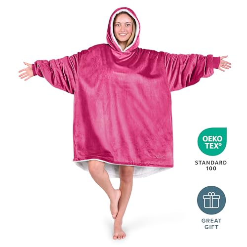 Image of Bare Home Wearable Blanket Hoodie - Soft Plush Sherpa - Warm and Cozy - Oversized Wearable Blanket